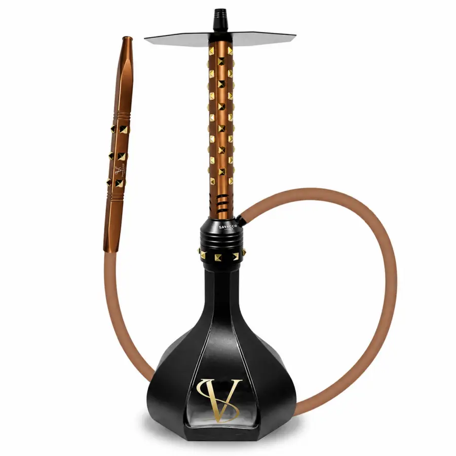 Savacco Vello Bronze shisha with gold detailing and black base